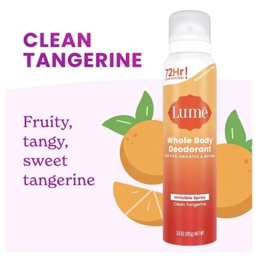 Lume Whole Body Deodorant Spray, Clean Tangerine, 3.6 OZ